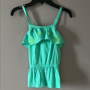 Girls Lands’ End Green Floral Embroidered Top - M (8)